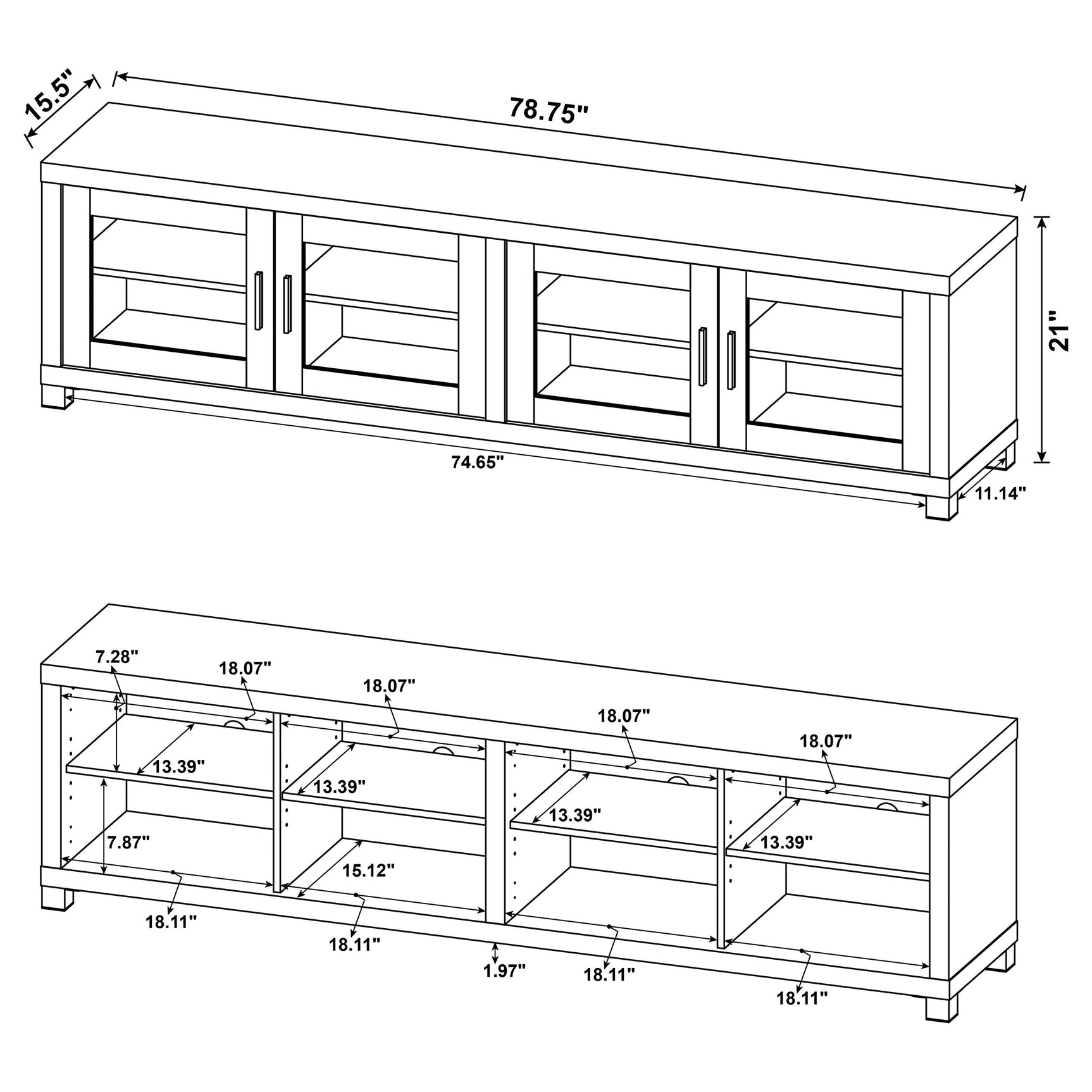 Sachin 4-door Engineered Wood 79-inch TV Stand Dark Pine - Tampa Furniture Outlet