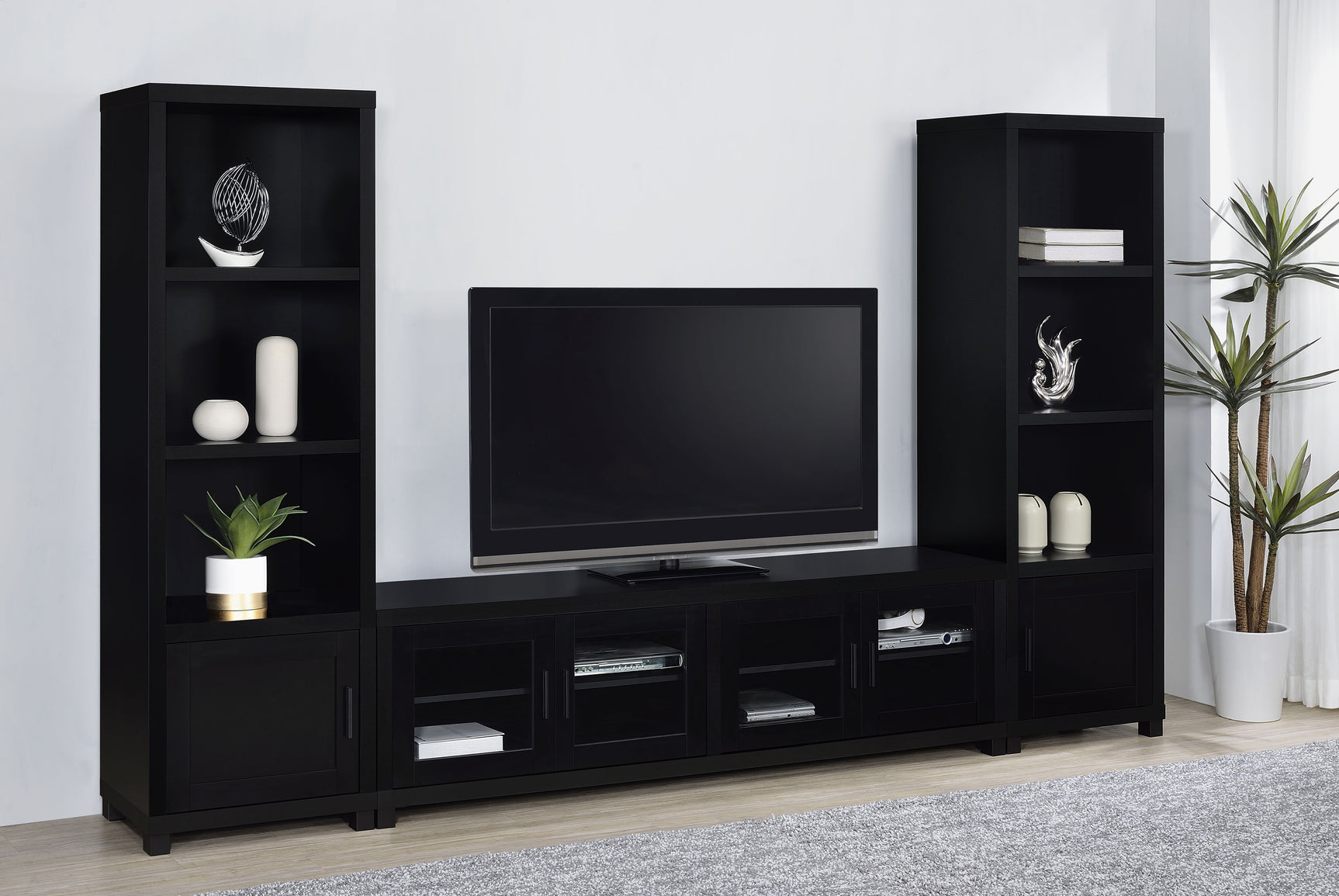 Tampa Furniture Outlet - Coaster - Jupiter 3-piece Entertainment Center 79-inch TV Stand Black - 736303-SET