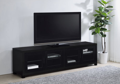 Jupiter 4-door Engineered Wood 79-inch TV Stand Black - Tampa Furniture Outlet