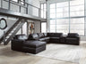 Tampa Furniture Outlet - Ashley Furniture - ModMax II Sectional - RAF 8-Piece Sectional with Chaise and Audio Consoles / Black - 74305S47