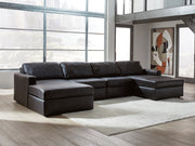 Tampa Furniture Outlet - Ashley Furniture - ModMax II Sectional - RAF 4-Piece Double Chaise Sectional / Black - 74305S19