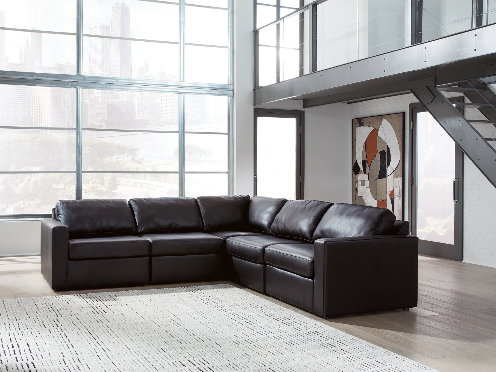 Tampa Furniture Outlet - Ashley Furniture - ModMax II Sectional - RAF 5-Piece Sectional / Black - 74305S6