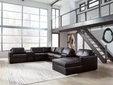 Tampa Furniture Outlet - Ashley Furniture - ModMax II Sectional - RAF 8-Piece Sectional with Chaise and Storage Consoles / Black - 74305S42