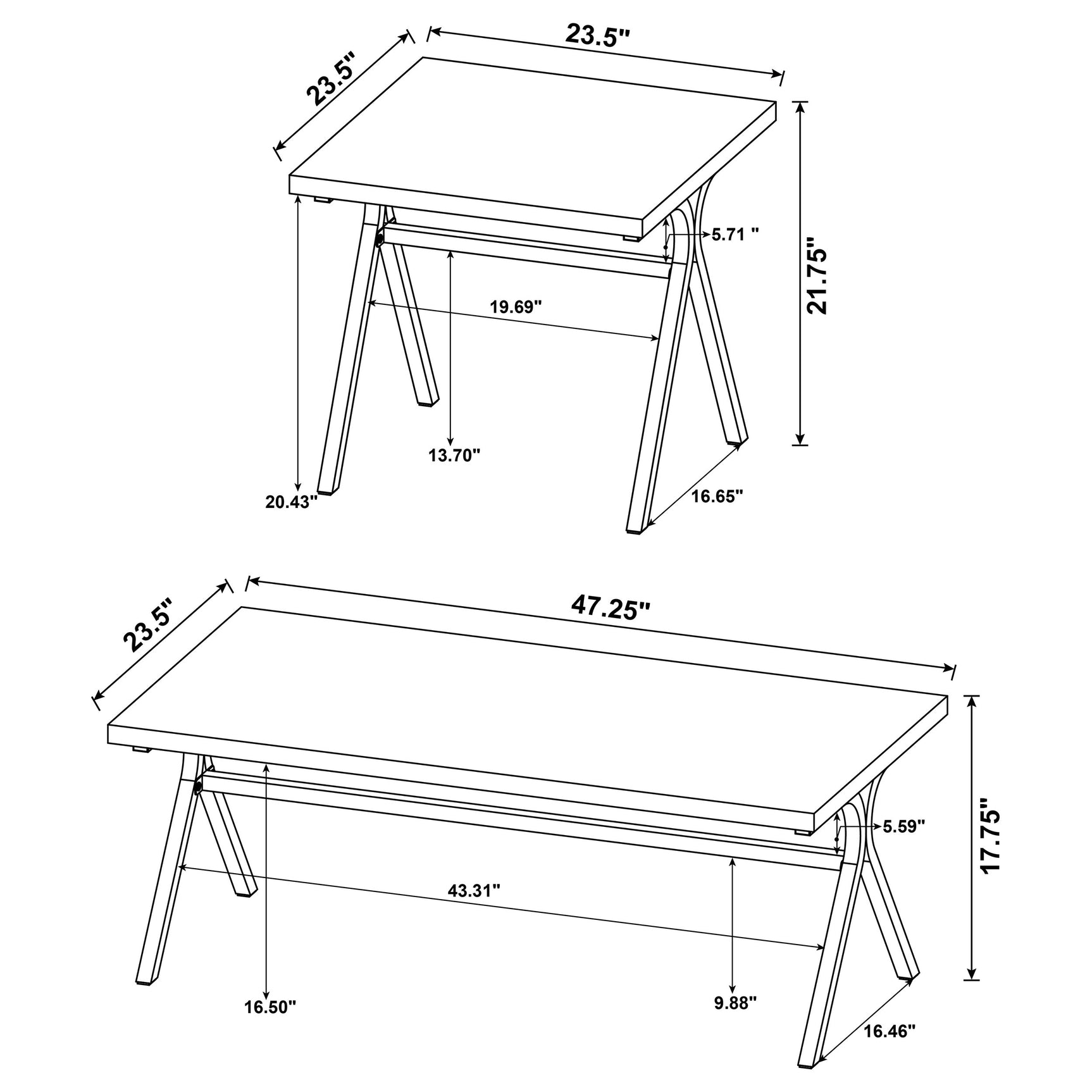 Colmar 3-piece Engineered Wood Coffee Table Set Golden Oak - Tampa Furniture Outlet