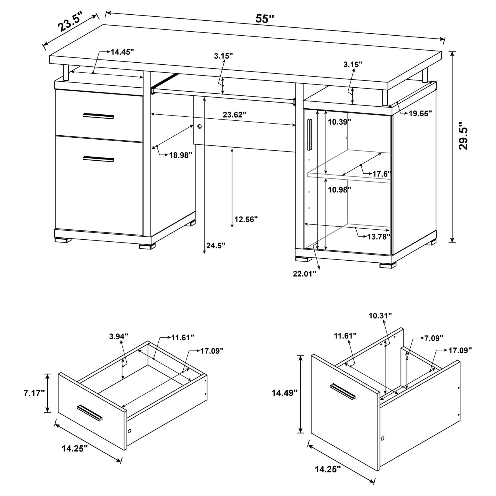 Tracy 55-inch 2-drawer Office Computer Desk White - Tampa Furniture Outlet