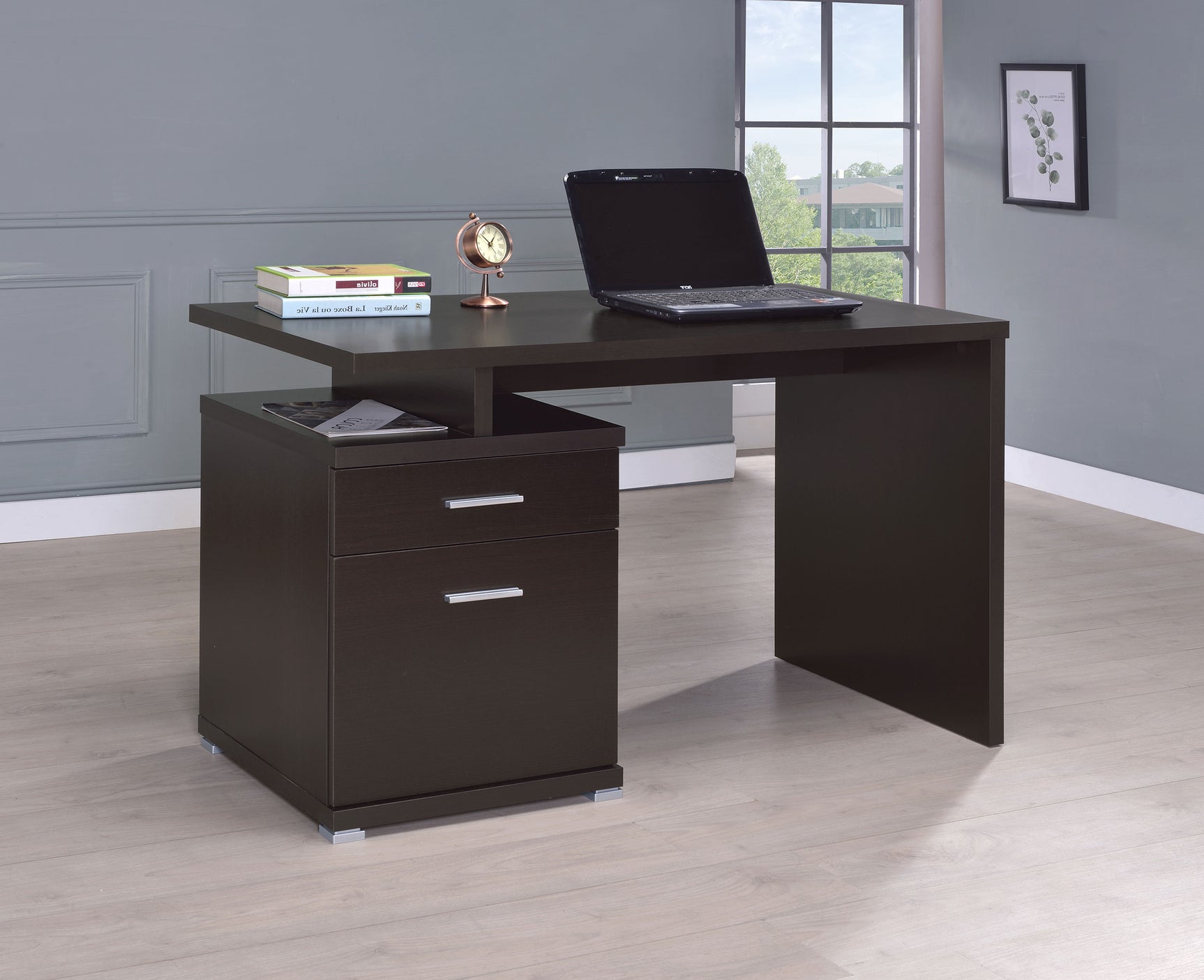 Irving 47-inch 2-drawer Office Computer Desk Cappuccino - Tampa Furniture Outlet