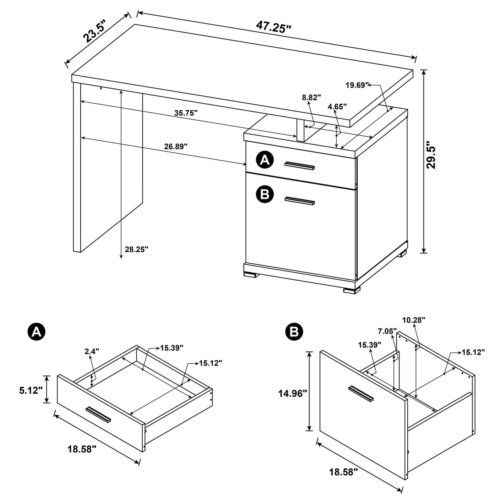 Irving 47-inch 2-drawer Office Computer Desk Cappuccino - Tampa Furniture Outlet