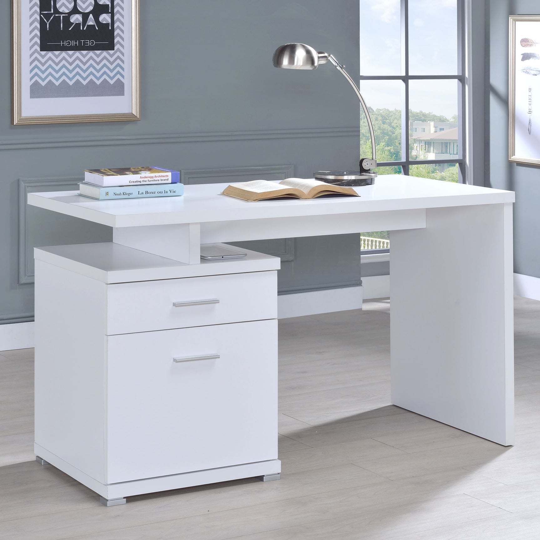 Irving 47-inch 2-drawer Office Computer Desk White - Tampa Furniture Outlet