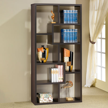 Theo 71-inch 6-shelf Bookshelf Cappuccino - Tampa Furniture Outlet
