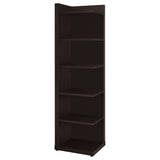 Tampa Furniture Outlet - Coaster - Alder 71-inch 6-shelf Corner Bookcase Cappuccino - 800270