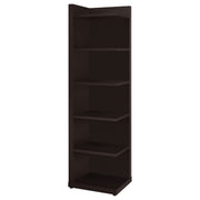 Tampa Furniture Outlet - Coaster - Alder 71-inch 6-shelf Corner Bookcase Cappuccino - 800270