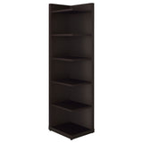 Alder 71-inch 6-shelf Corner Bookcase Cappuccino - Tampa Furniture Outlet