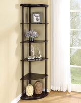 Bonwick 72-inch 5-shelf Corner Bookshelf Cappuccino - Tampa Furniture Outlet