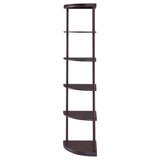 Bonwick 72-inch 5-shelf Corner Bookshelf Cappuccino - Tampa Furniture Outlet