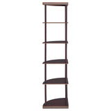 Bonwick 72-inch 5-shelf Corner Bookshelf Cappuccino - Tampa Furniture Outlet