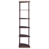 Bonwick 72-inch 5-shelf Corner Bookshelf Cappuccino - Tampa Furniture Outlet