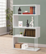 Emelle 63-inch 4-shelf Glass Panel Bookshelf White - Tampa Furniture Outlet