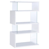 Tampa Furniture Outlet - Coaster - Emelle 63-inch 4-shelf Glass Panel Bookshelf White - 800300