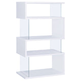 Emelle 63-inch 4-shelf Glass Panel Bookshelf White - Tampa Furniture Outlet