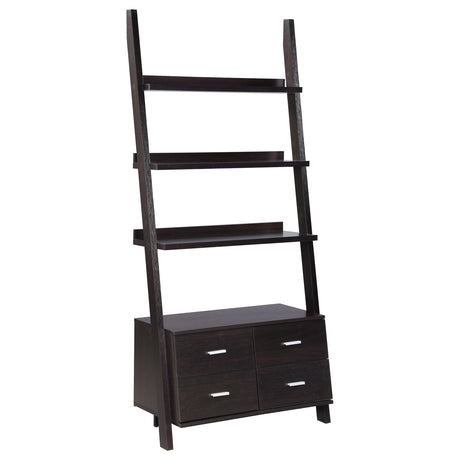 Tampa Furniture Outlet - Coaster - Colella 72-inch 5-shelf Storage Ladder Bookshelf Cappuccino - 800319