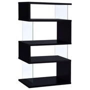 Tampa Furniture Outlet - Coaster - Emelle 63-inch 4-shelf Glass Panel Bookshelf Black - 800340