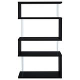 Emelle 63-inch 4-shelf Glass Panel Bookshelf Black - Tampa Furniture Outlet