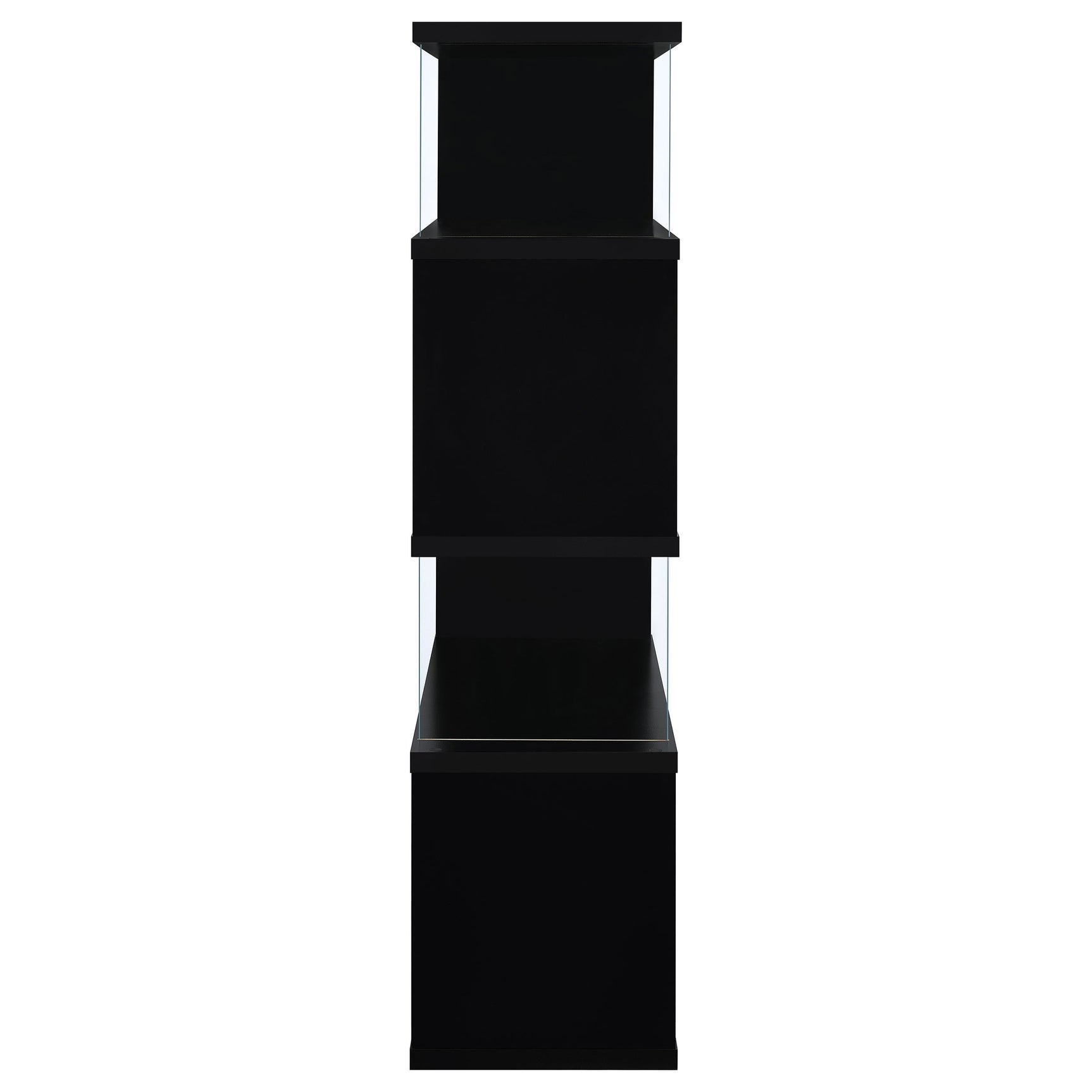 Emelle 63-inch 4-shelf Glass Panel Bookshelf Black - Tampa Furniture Outlet