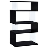 Emelle 63-inch 4-shelf Glass Panel Bookshelf Black - Tampa Furniture Outlet