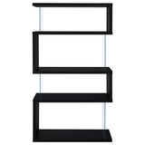 Emelle 63-inch 4-shelf Glass Panel Bookshelf Black - Tampa Furniture Outlet