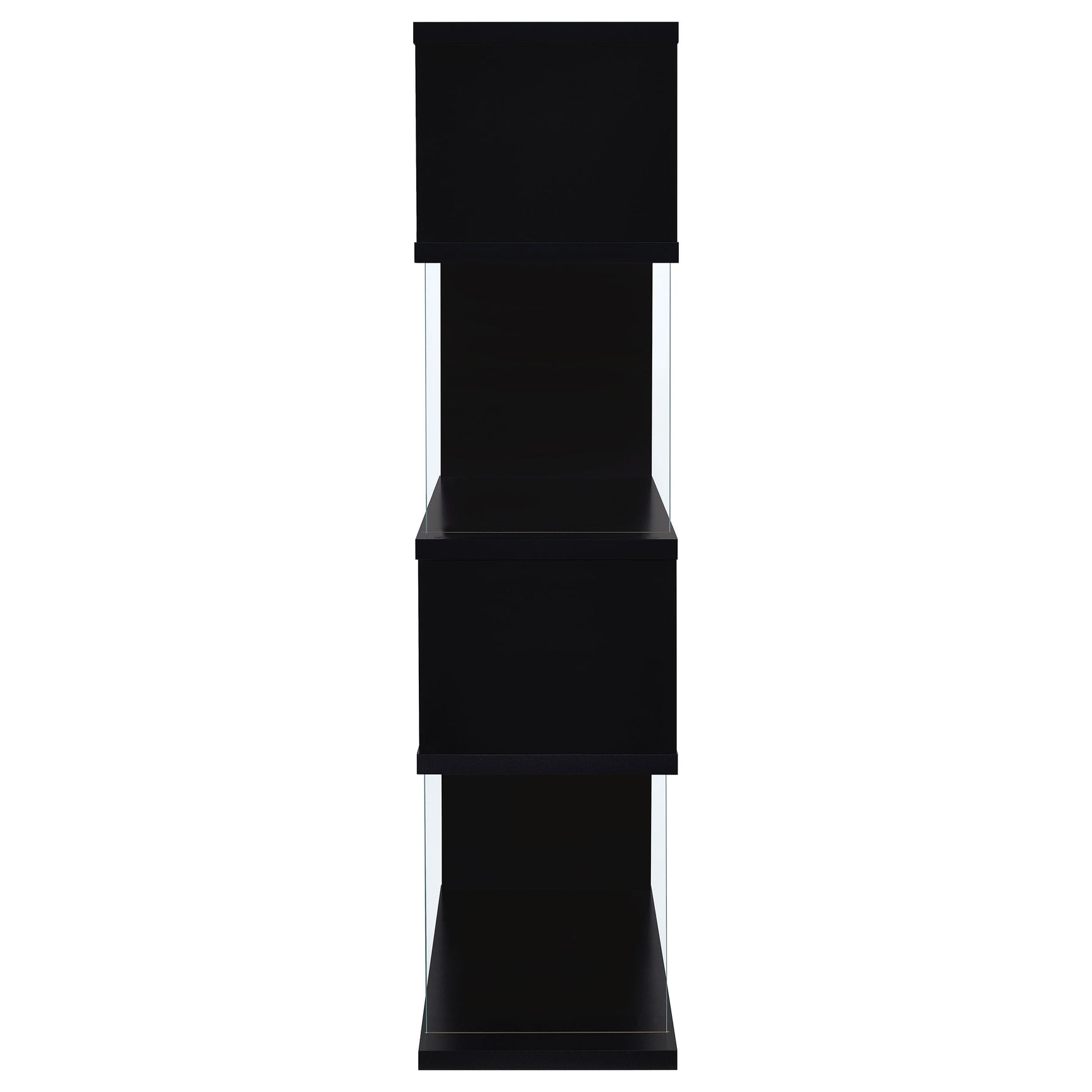 Emelle 63-inch 4-shelf Glass Panel Bookshelf Black - Tampa Furniture Outlet