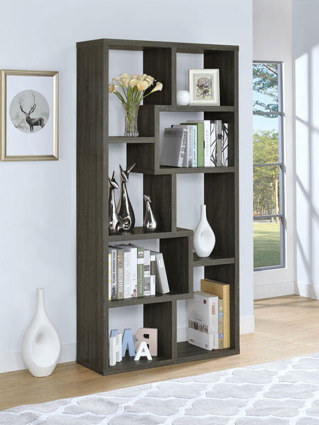 Theo 71-inch 6-shelf Bookshelf Weathered Grey - Tampa Furniture Outlet
