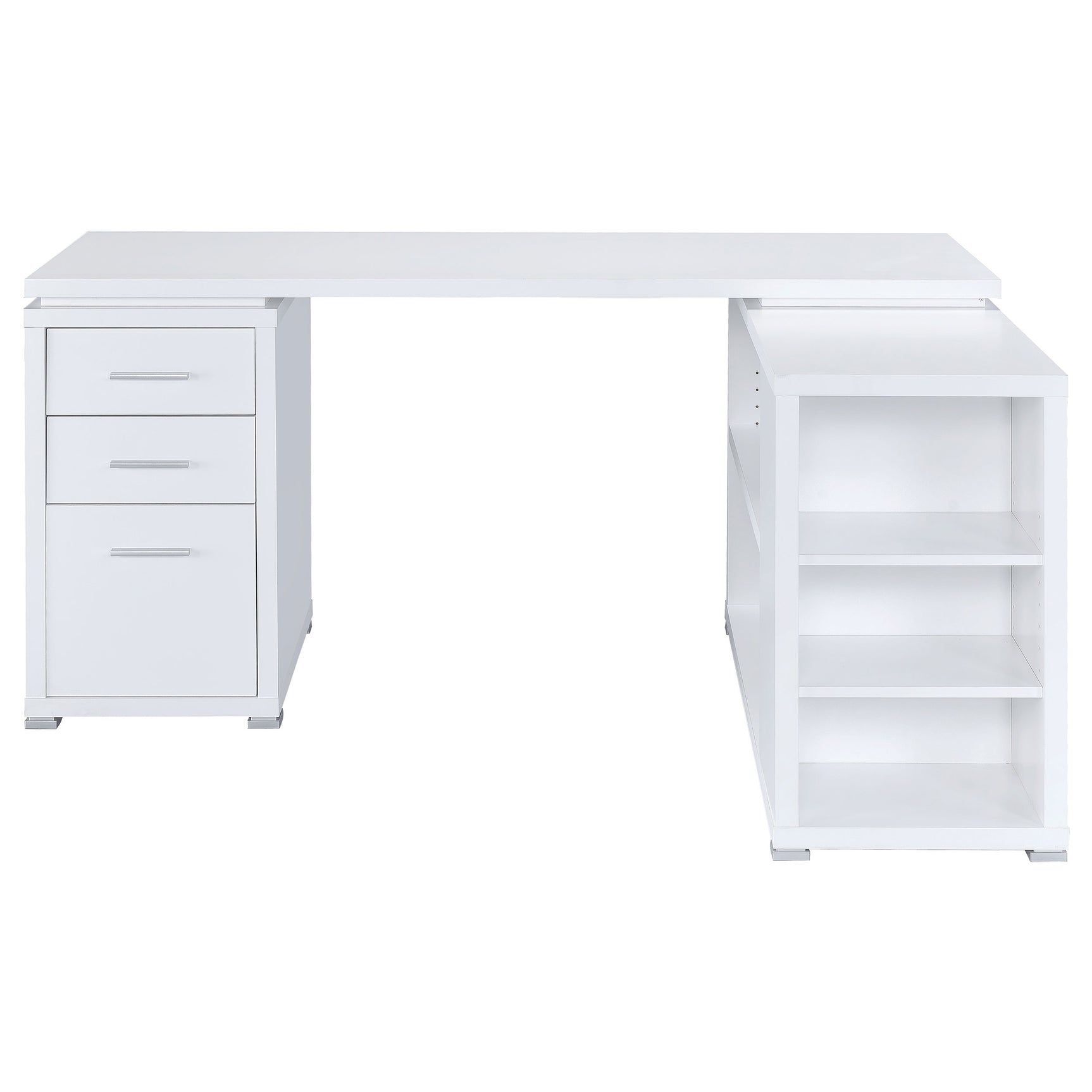 Yvette 60-inch 3-drawer L-Shape Computer Desk White - Tampa Furniture Outlet