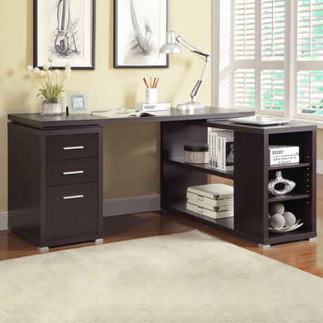 Yvette 60-inch 3-drawer L-Shape Computer Desk Cappuccino - Tampa Furniture Outlet