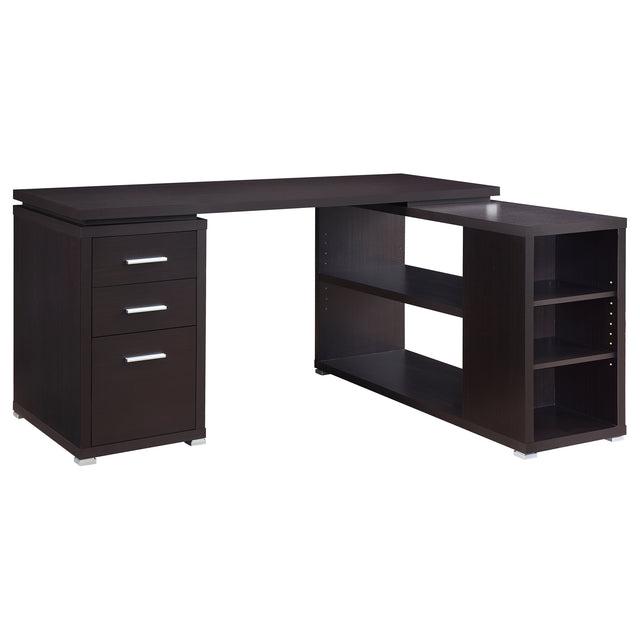 Tampa Furniture Outlet - Coaster - Yvette 60-inch 3-drawer L-Shape Computer Desk Cappuccino - 800517