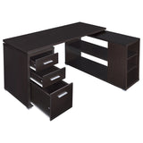 Yvette 60-inch 3-drawer L-Shape Computer Desk Cappuccino - Tampa Furniture Outlet