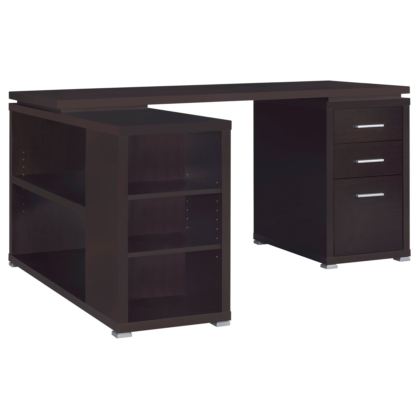 Yvette 60-inch 3-drawer L-Shape Computer Desk Cappuccino - Tampa Furniture Outlet