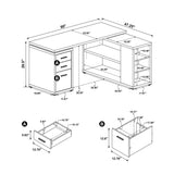 Yvette 60-inch 3-drawer L-Shape Computer Desk Cappuccino - Tampa Furniture Outlet