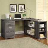 Yvette 60-inch 3-drawer L-Shape Computer Desk Weathered Grey - Tampa Furniture Outlet