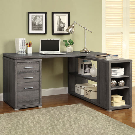 Yvette 60-inch 3-drawer L-Shape Computer Desk Weathered Grey - Tampa Furniture Outlet