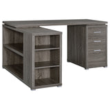 Yvette 60-inch 3-drawer L-Shape Computer Desk Weathered Grey - Tampa Furniture Outlet