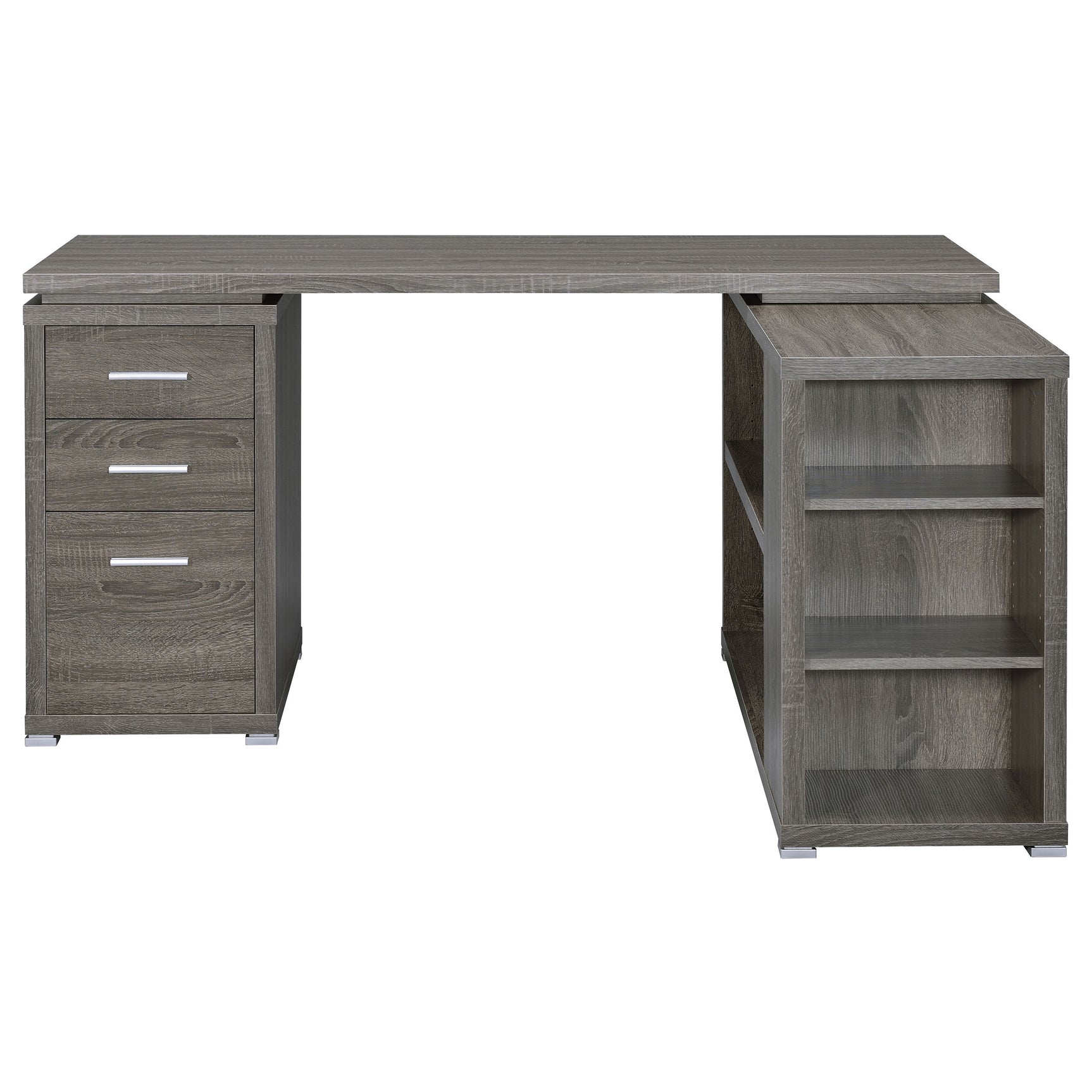 Yvette 60-inch 3-drawer L-Shape Computer Desk Weathered Grey - Tampa Furniture Outlet
