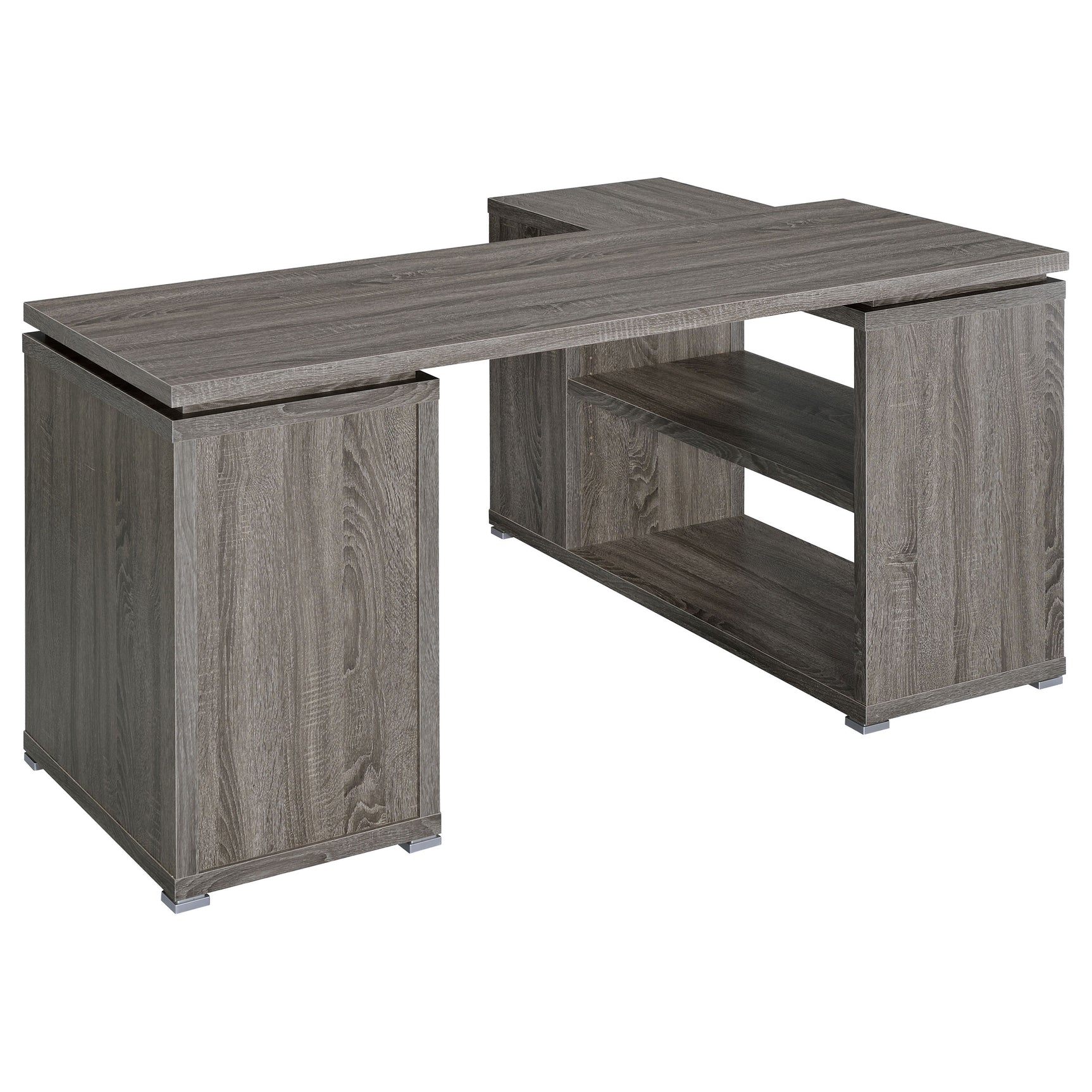 Yvette 60-inch 3-drawer L-Shape Computer Desk Weathered Grey - Tampa Furniture Outlet