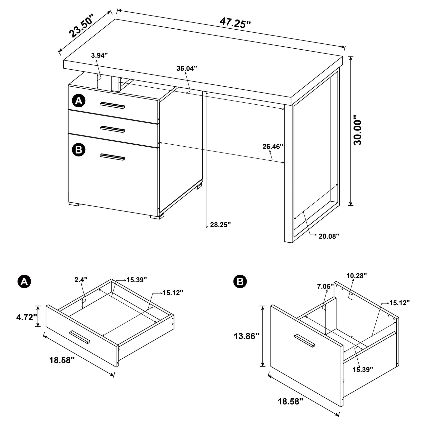 Brennan 47-inch 3-drawer Office Computer Desk Cappuccino - Tampa Furniture Outlet