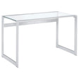 Tampa Furniture Outlet - Coaster - Hartford 47-inch Glass Top Writing Desk Chrome - 800746