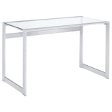 Tampa Furniture Outlet - Coaster - Hartford 47-inch Glass Top Writing Desk Chrome - 800746