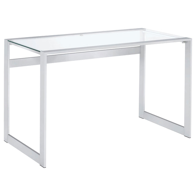 Tampa Furniture Outlet - Coaster - Hartford 47-inch Glass Top Writing Desk Chrome - 800746