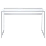 Hartford 47-inch Glass Top Writing Desk Chrome - Tampa Furniture Outlet