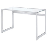 Hartford 47-inch Glass Top Writing Desk Chrome - Tampa Furniture Outlet