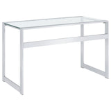 Hartford 47-inch Glass Top Writing Desk Chrome - Tampa Furniture Outlet