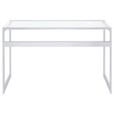 Hartford 47-inch Glass Top Writing Desk Chrome - Tampa Furniture Outlet